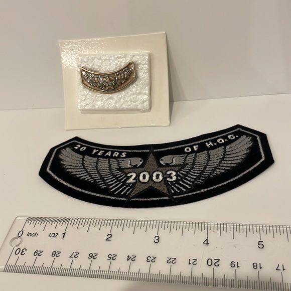 2003 Harley Davidson HOG Jacket Vest Wings Patch and Pin Badge - Picture 5 of 6